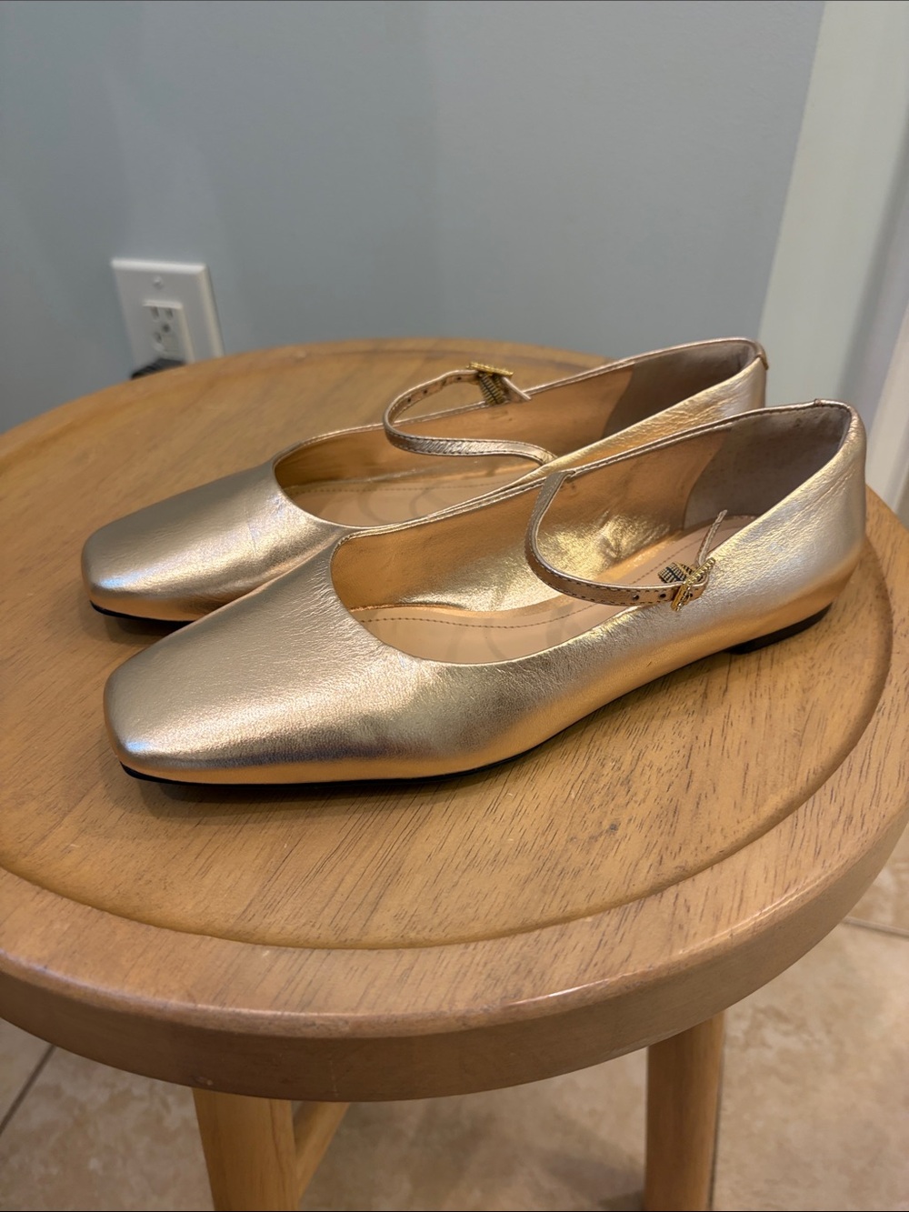 Arezzo Gold Mary Jane Ballet Flat - Women's